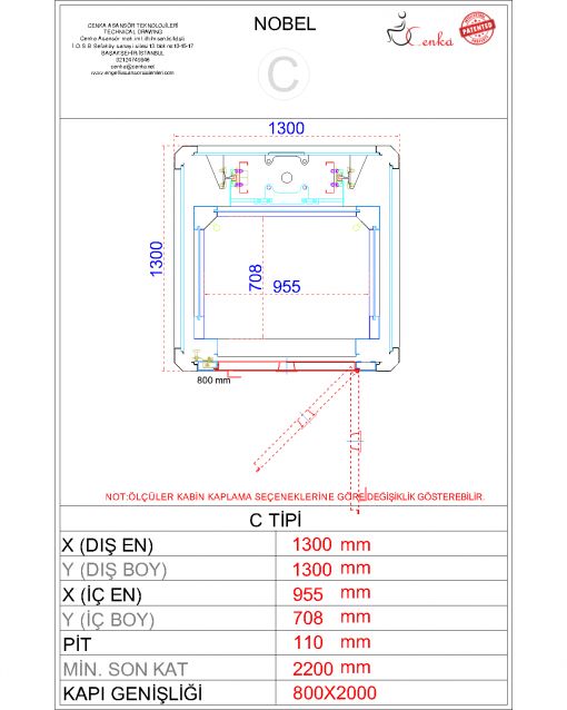 EV ASANSÖRÜ ÖLÇÜLERİ C TİPİ NOBEL